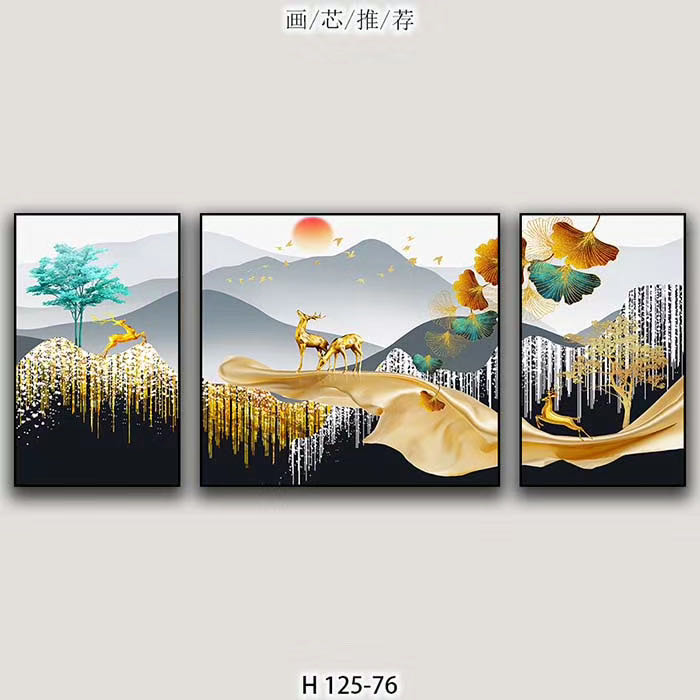 热销推荐沙发背景墙现代简约风格客厅三联画床头壁画餐厅挂画一件代发
