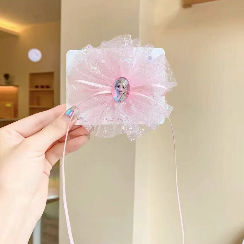 Pink Round Mesh Hairpin Elsa Little Princess Cartoon Fashion Hairpin Little Girl Cute Hair Clip Children's Headwear Hair Card Hairpin Hairpin Headwear Aushanie 028 Offer Direct Supply