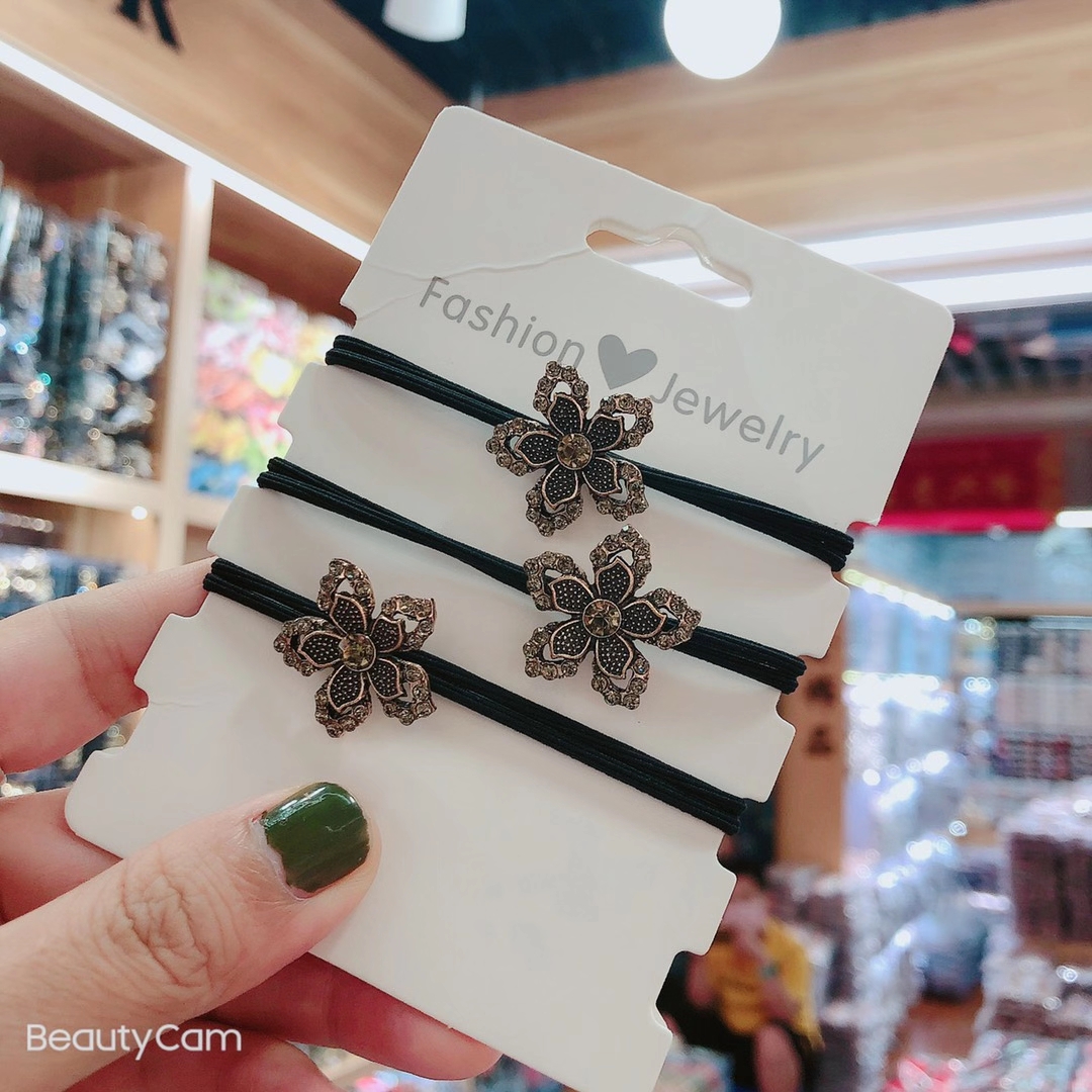 【100 Sets 】 Korean version new leather band bestseller five-pointed star hair tie alloy hair band headwear