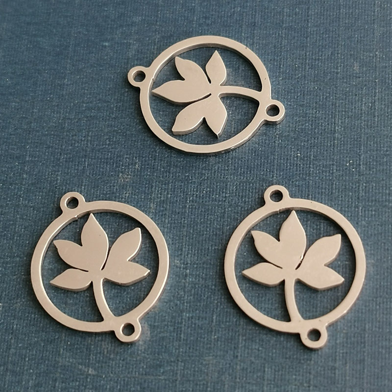 Four-leaf titanium steel stainless steel accessories Double-sided polished stainless steel bracelet necklace connecting accessories