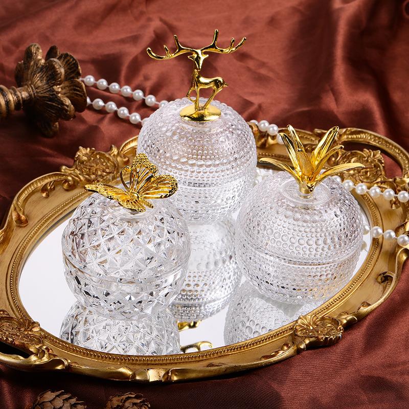 Round clear glass jewelry box