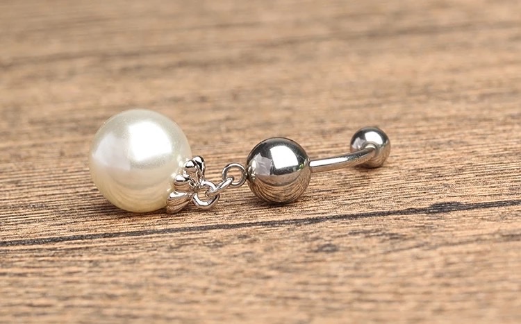 佳倩Bodypiercing肚脐钉脐环防过敏医用钢时尚穿刺饰品欧美性感女神个性女珍珠白底实物图