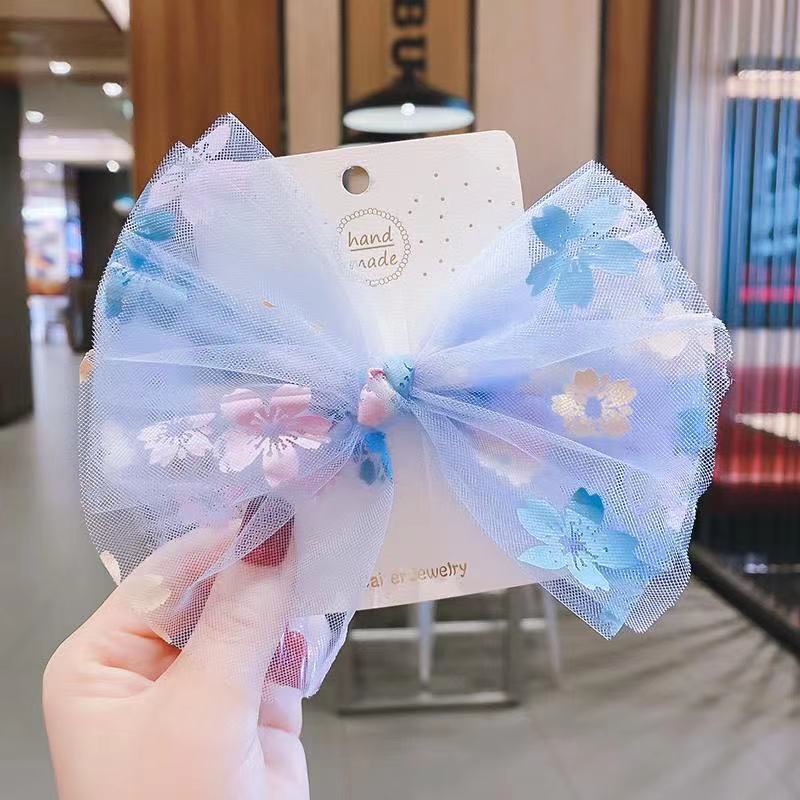 Blue Gauze Little Princess Cartoon Fashion Hairpin Little Girl Cute Hair Clip Children's Headwear Hair Card Hairpin Headwear Aushanie 045 Discount Direct Supply