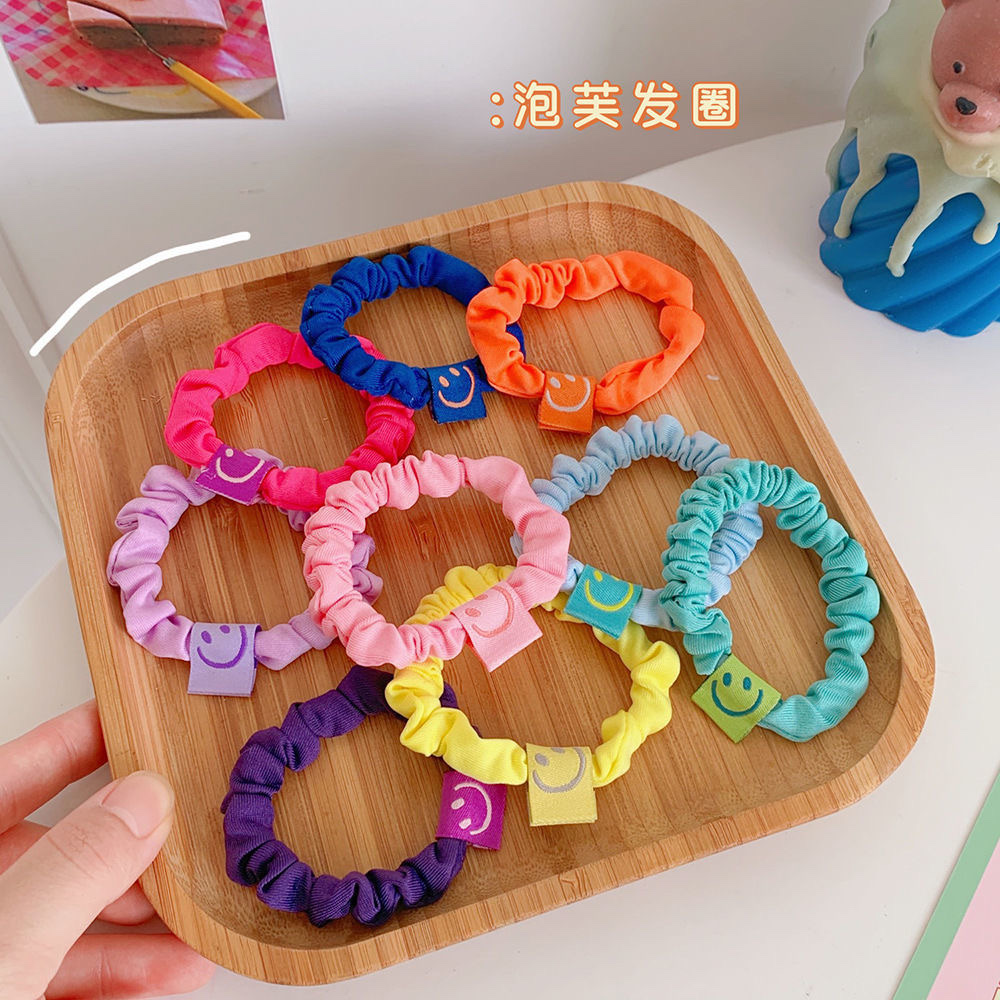 Sweet candy-colored large intestine rings from Japan and South Korea, colorful cream puffs, high-elasticity elastic bands that won't hurt the scalp, popular online hair tie and hair accessory details Picture