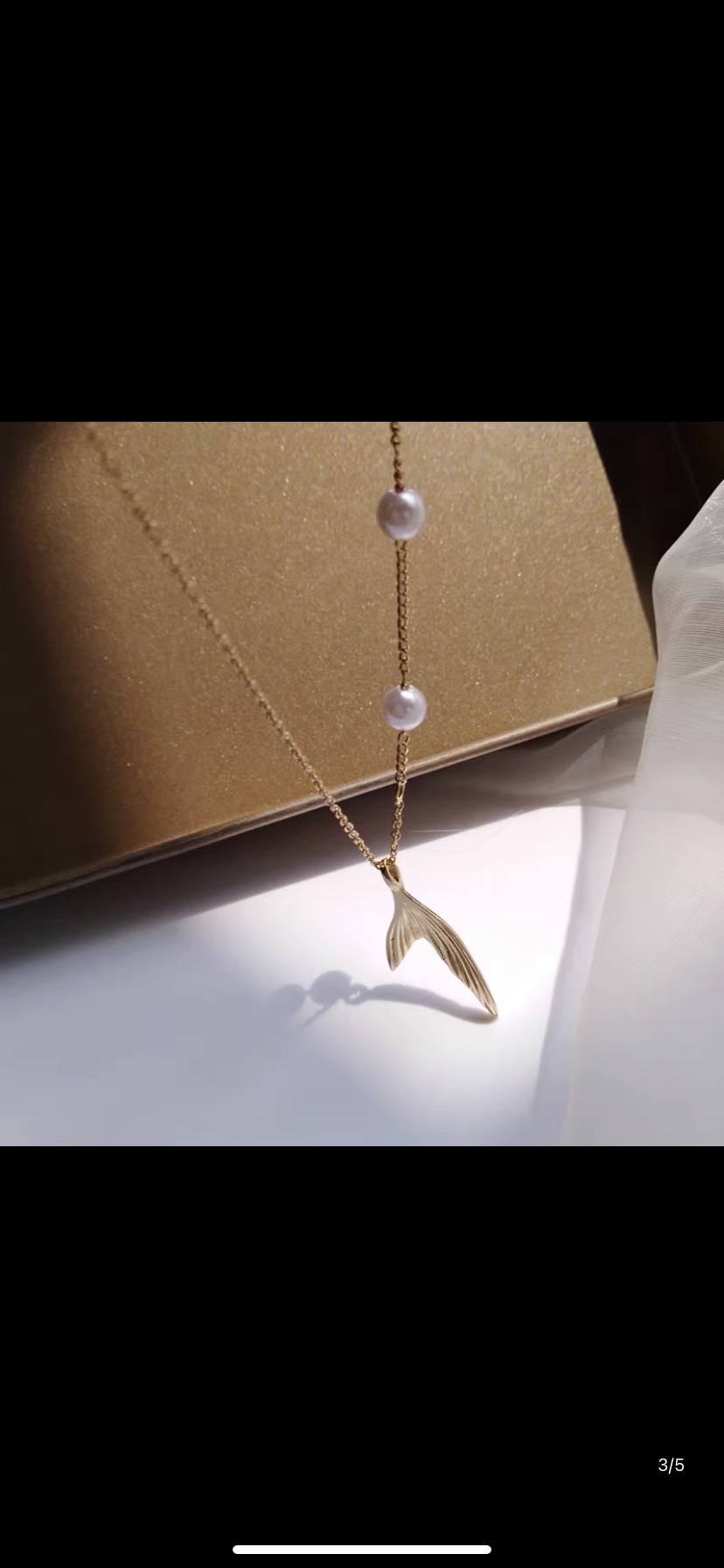 VOVO东大门超仙鱼尾项链气质珍珠淑女锁骨链网红颈链产品图