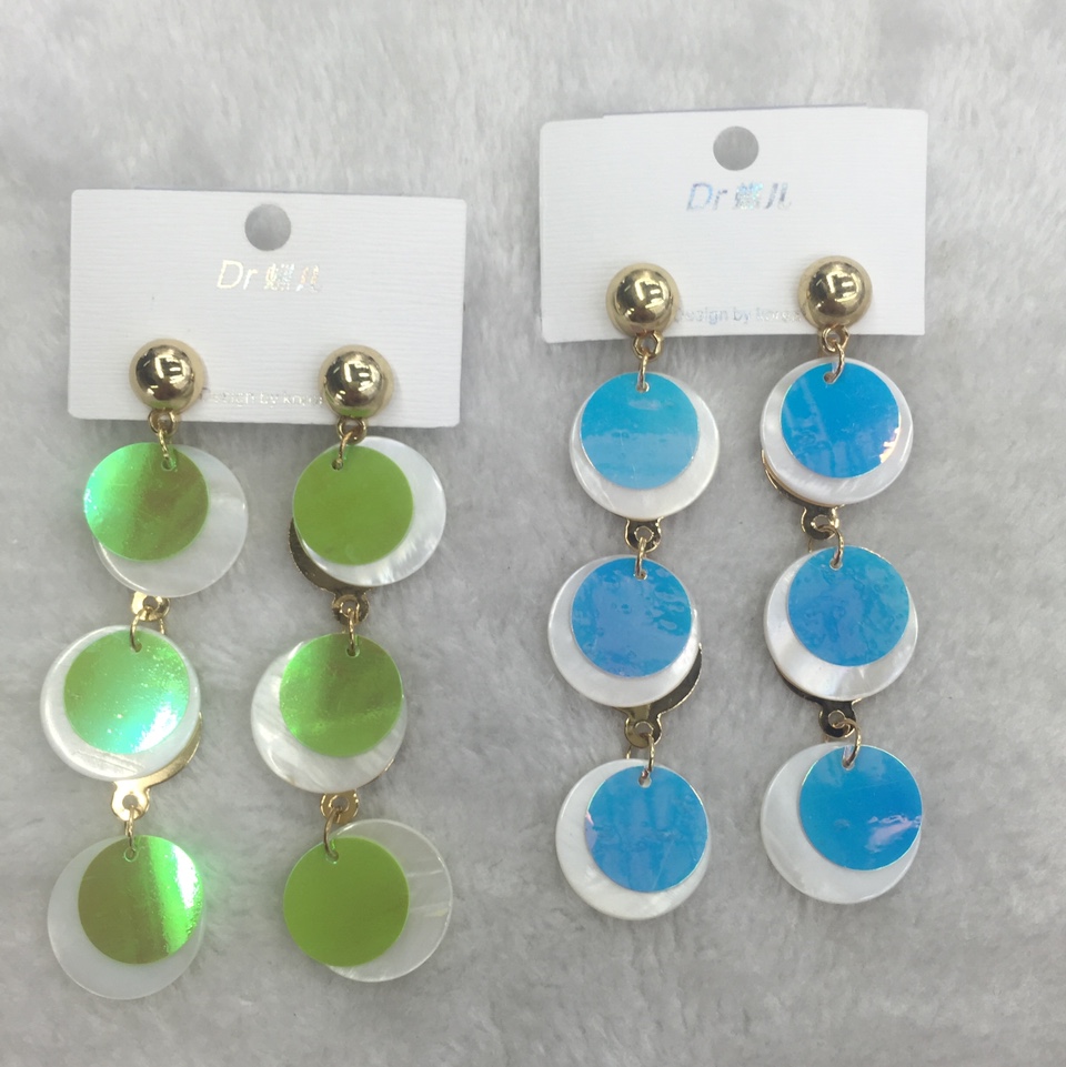 Shell and sequin fashion earrings