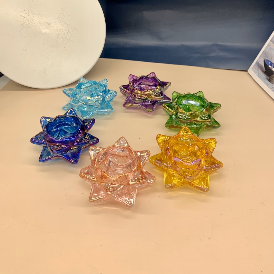 Simple five-pointed star glass candle holder