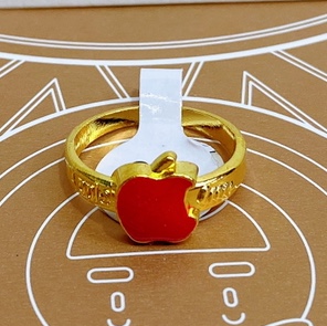 Electrophoretic gold base big apple big red dripping oil antique fashion all-match ladies ring