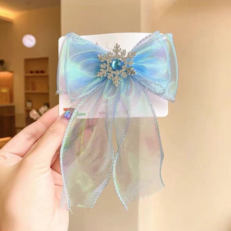 Blue Bow Hair Clip Elsa Little Princess Cartoon Fashion Hair Clip Little Girl Cute Hair Clip Children's Headwear Hair Card Hairpin Hairpin Headwear Aushoni 025 Discount Direct Supply