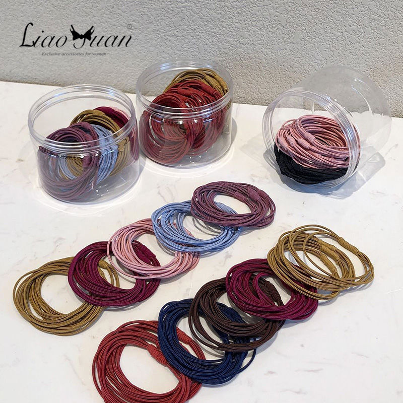 High-elasticity rubber band women's hair tie, thickened seamless hair tie, simple Korean adult practical hair tie set for women Application Scenario