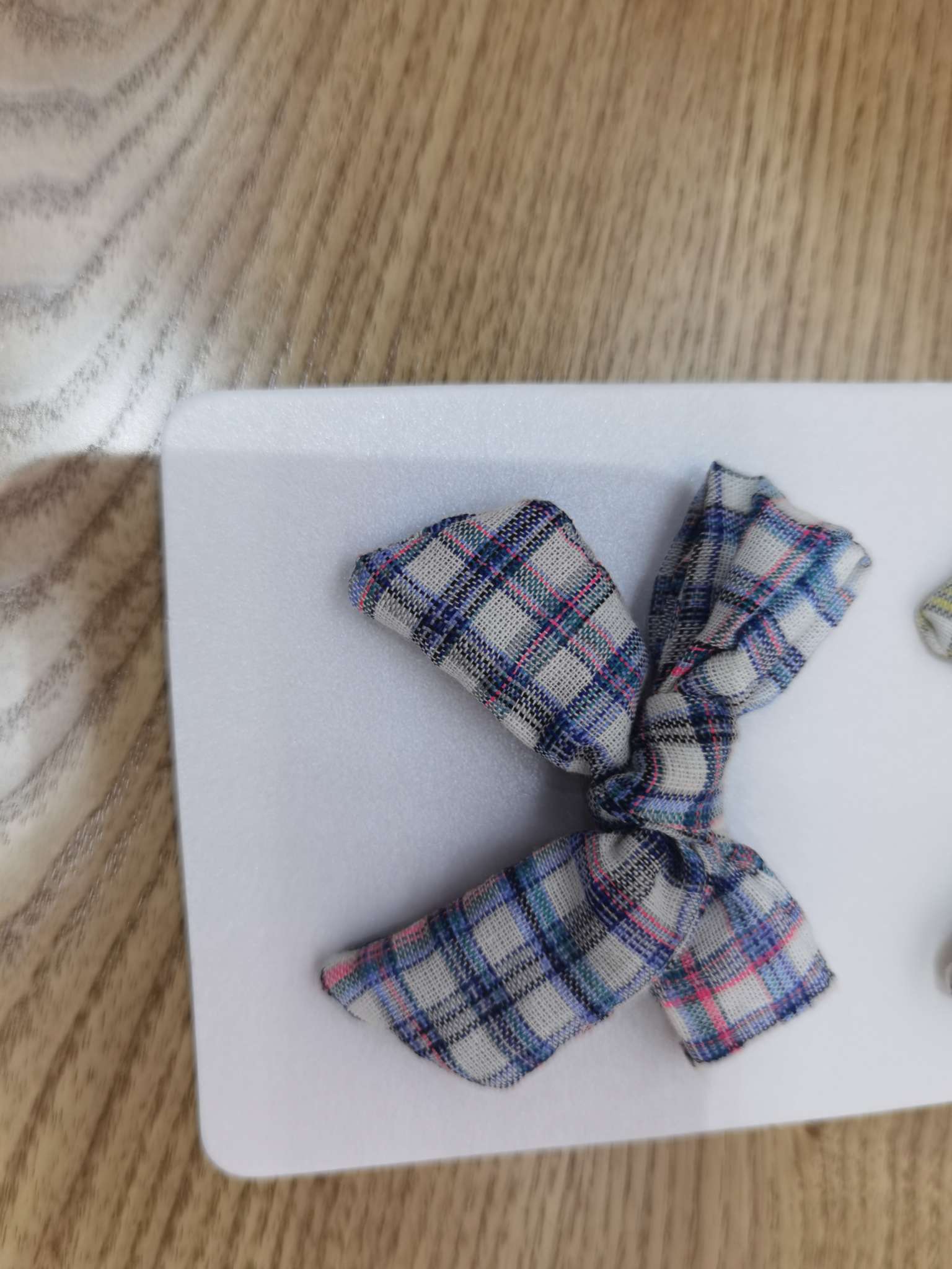 Checkered cotton hand-held butterfly bow tie 004- Tibetan blue details Picture