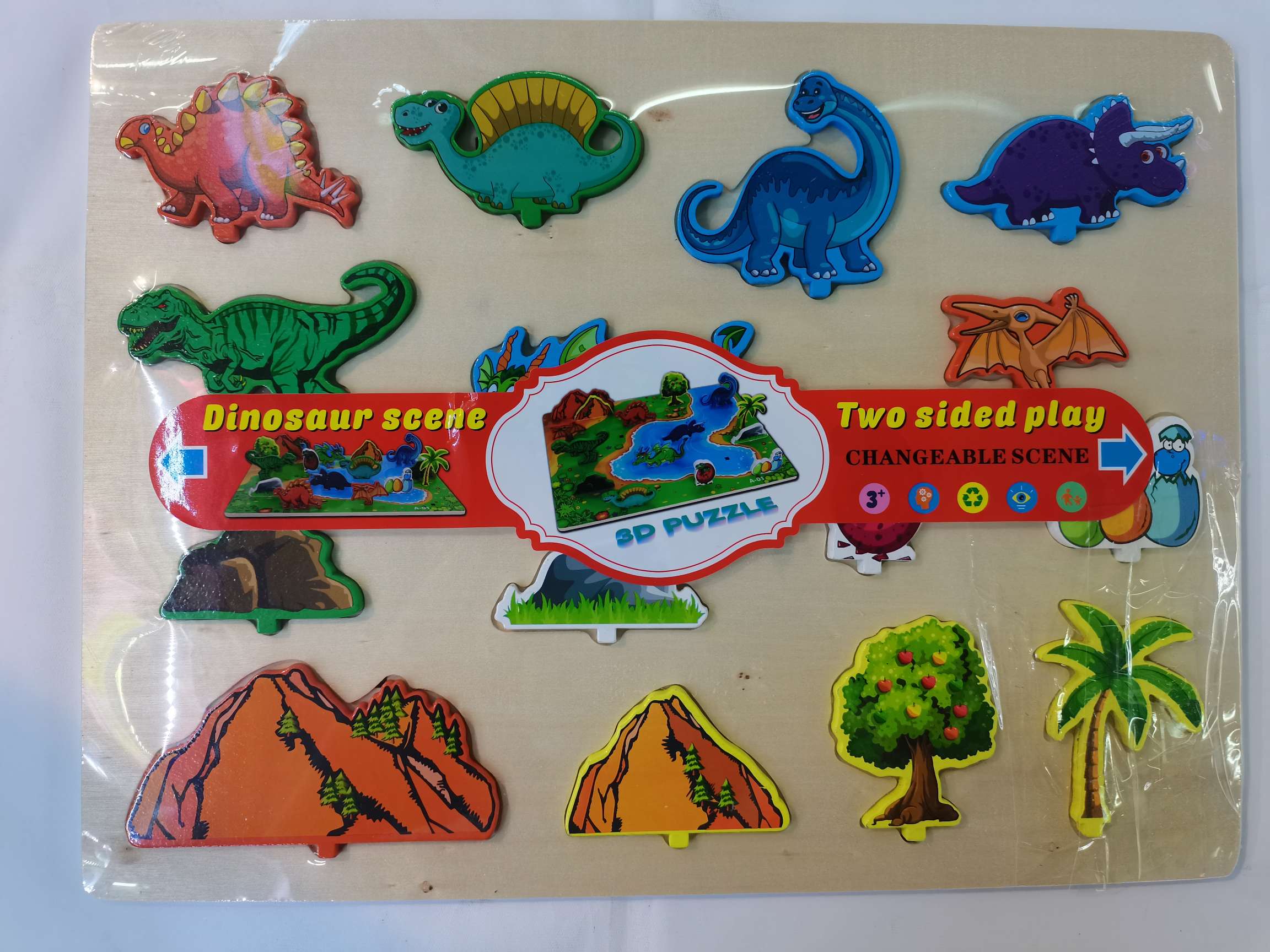 Montessori Early Education Intelligence Scene Dinosaur Puzzle A-01 details Picture