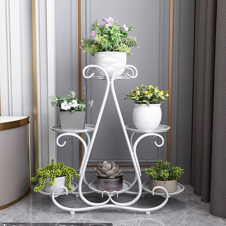 Wrought Iron Flower Stand Multi-Layer Wrought Iron Flower Stand On Balcony Of Living Room