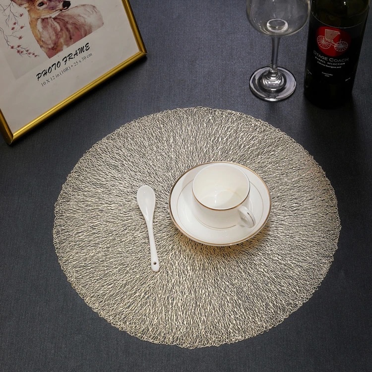 Cicada Wing Random thread heat insulation pad, household European-style placemat, PVC table mat, heat-resistant and heat-insulating Western placemat detail image 3