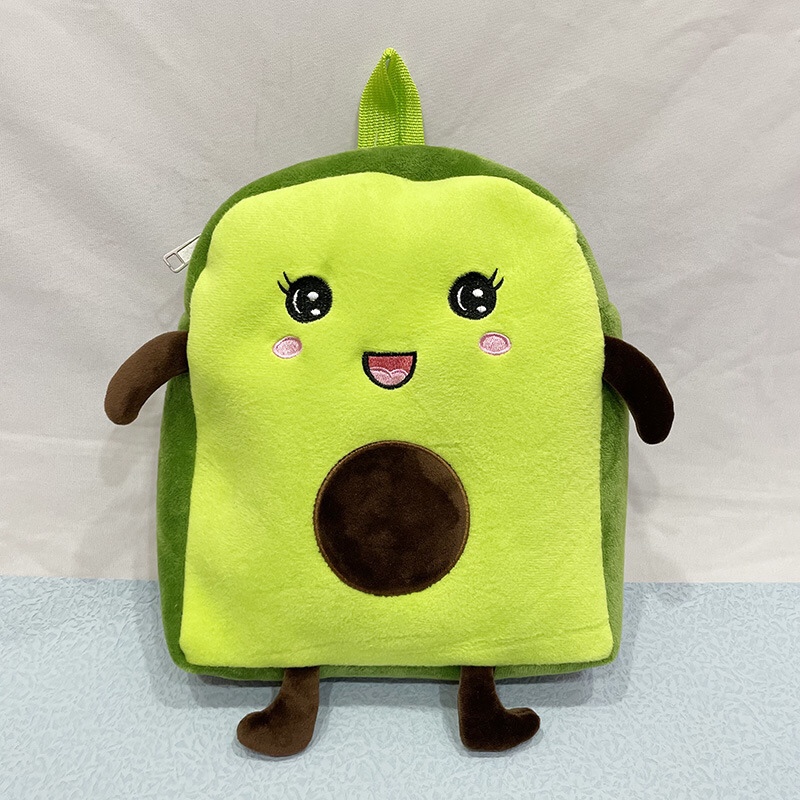 Book bag Kindergarten bag Avocado book bag Children's kindergarten cartoon book bag avocado plush book bag