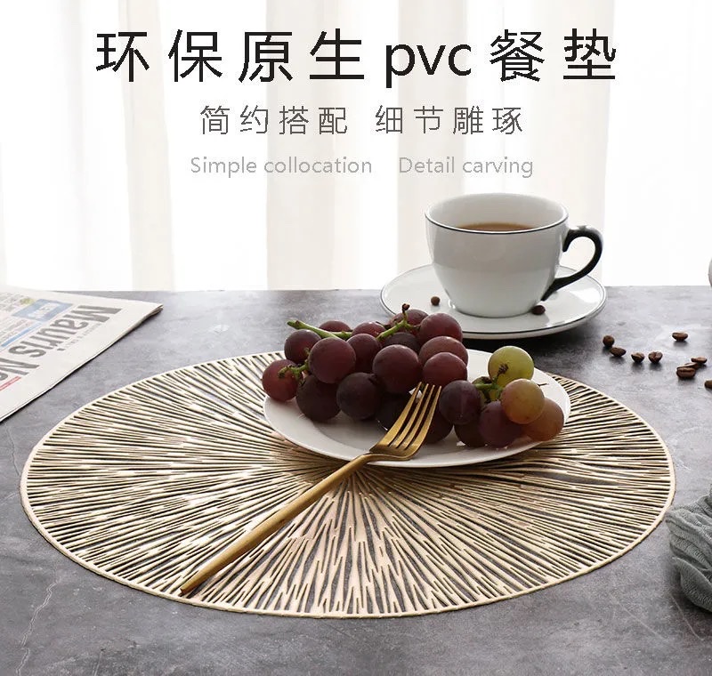 Round anti-slip heat insulation pad, household European-style PVC placemats, heat insulation pad detail image 4