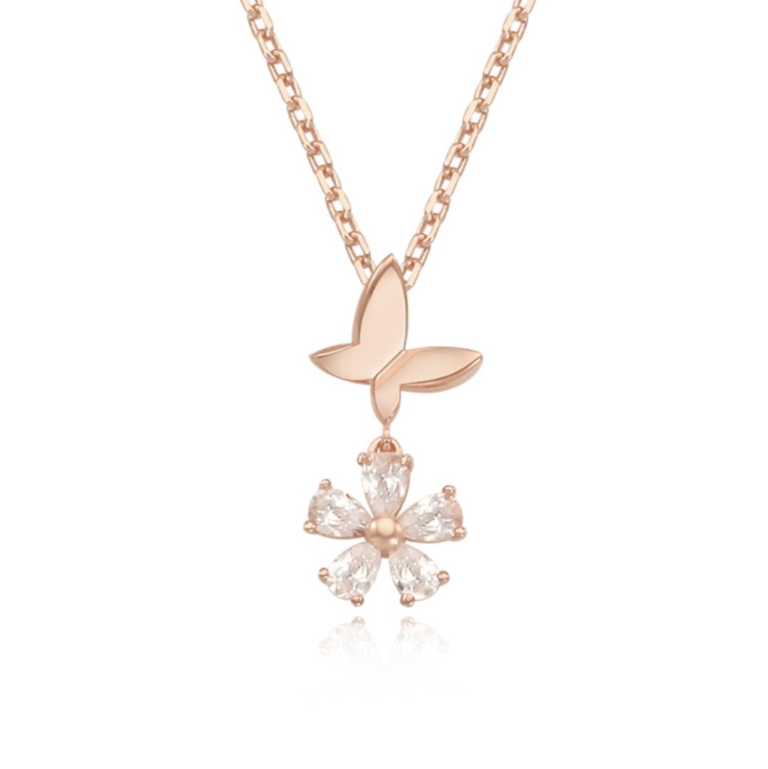 Small flower butterfly necklace