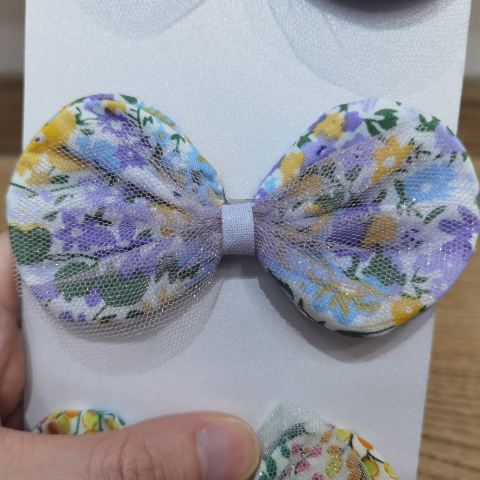 Small floral cotton bow tie 002- purple