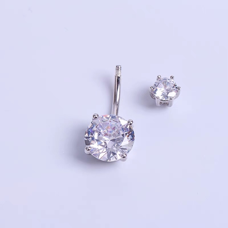 佳倩Bodypiercing肚脐钉脐环防过敏医用钢时尚穿刺饰品欧美性感女神个性女大锆石镶嵌白底实物图