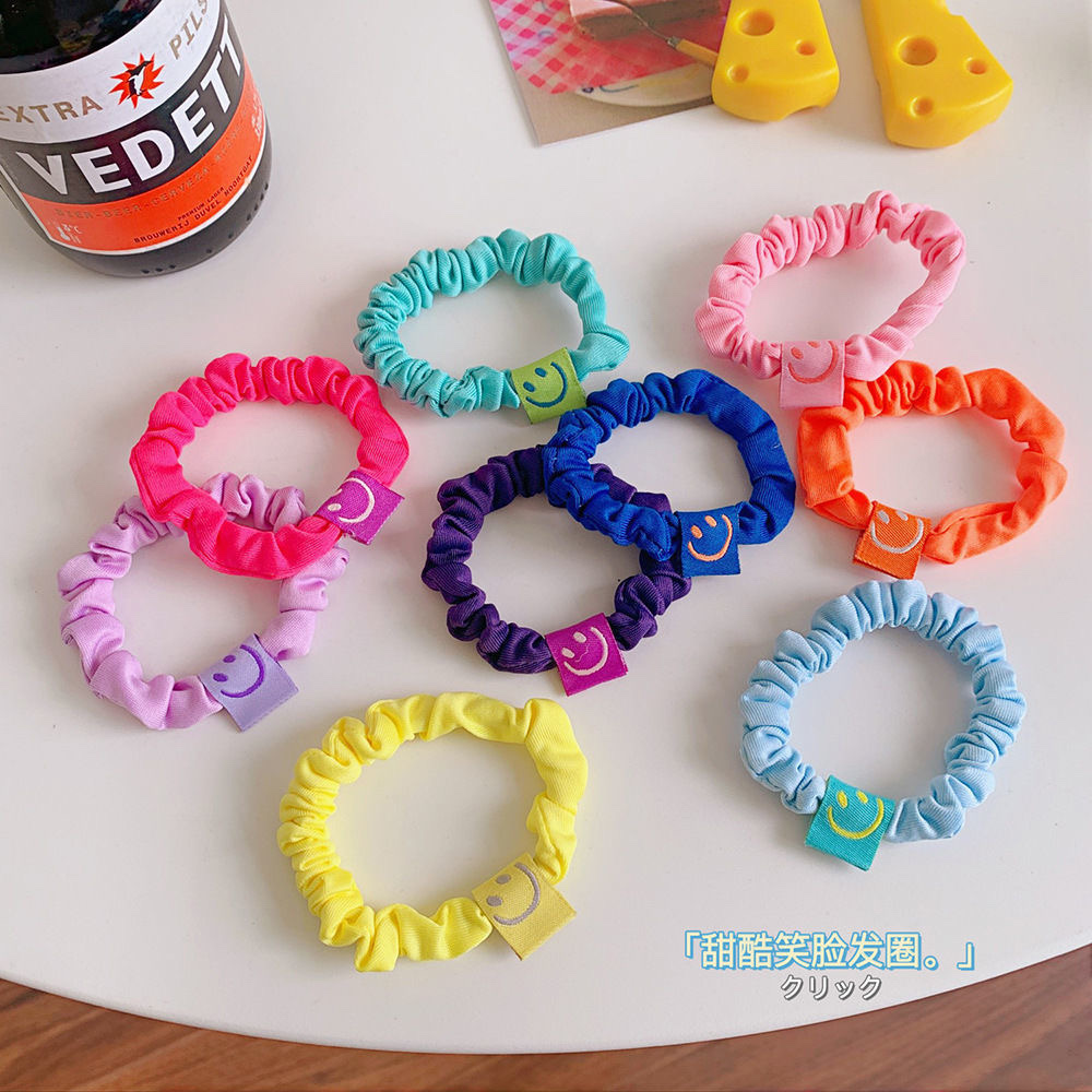 Sweet candy-colored large intestine rings from Japan and South Korea, colorful cream puffs, high-elasticity elastic bands that won't hurt the scalp, popular online hair tie and hair accessory Specification image