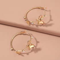 Butterfly metal earring, European and American trend.
