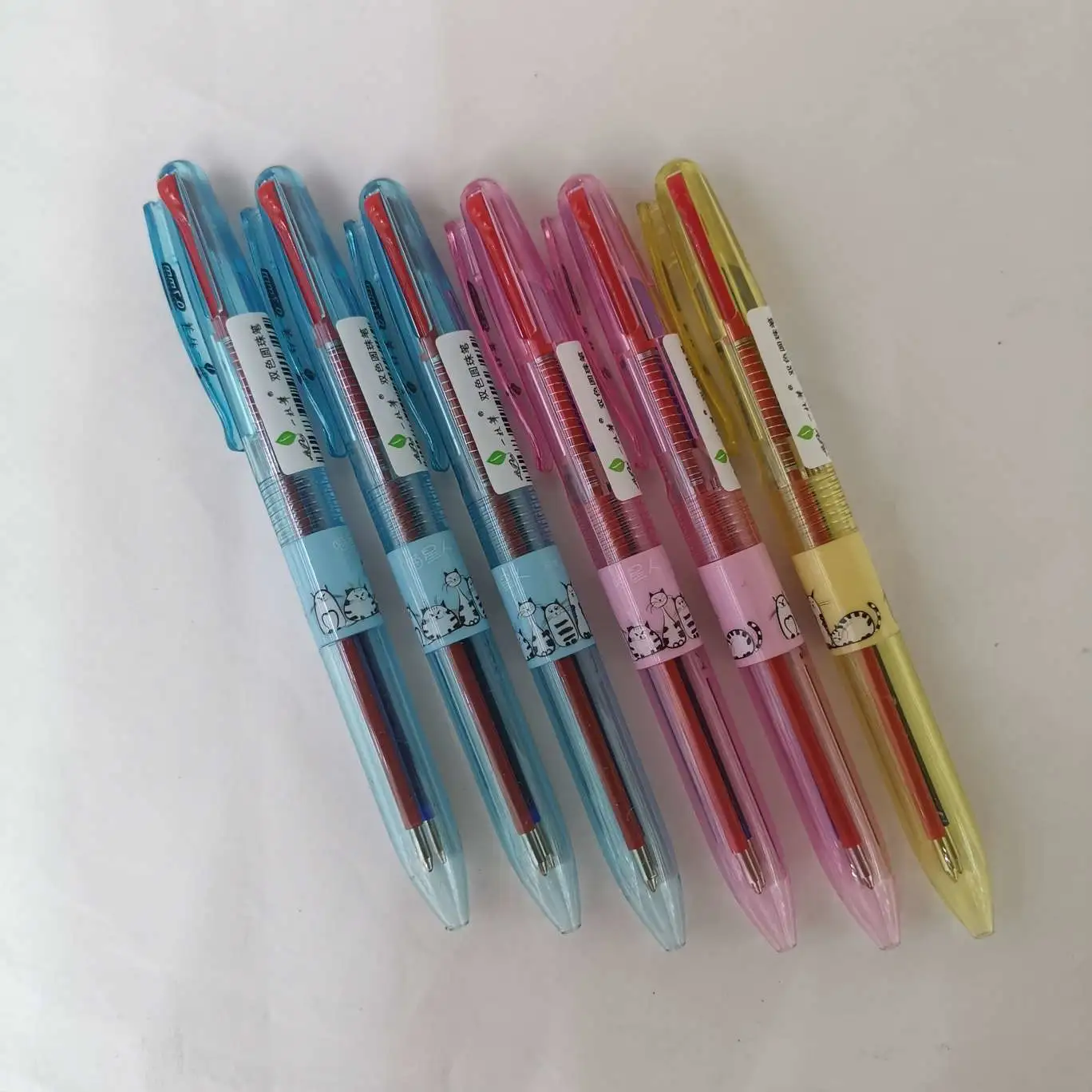 Two-color ballpoint pens in stock, red and blue, are available for display and packaging detail image 5
