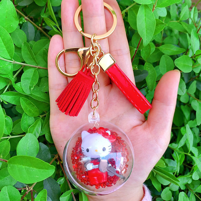 创意可爱KT猫钥匙扣挂件女简约流苏皮绳钥匙链女学生包包挂件饰品细节图