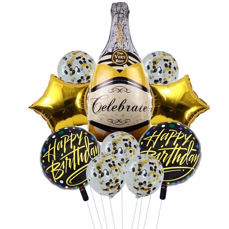 普通酒酒瓶组合10件套装铝膜气球 生日派对节日婚庆各种活动装饰用品 多款可选 可订做详情2