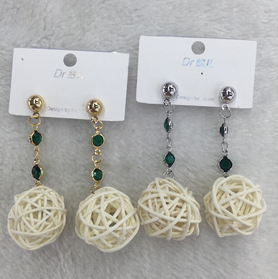 Sapphire and braided ball perfect combination earrings