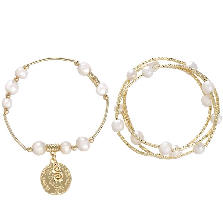 Multilayer pearl hand bracelet