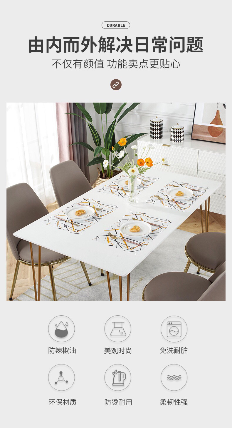 European-style 30*45 rectangular eco-friendly PVC placemats, heat-resistant and heat-insulating table MATS, steak plate MATS detail image 9