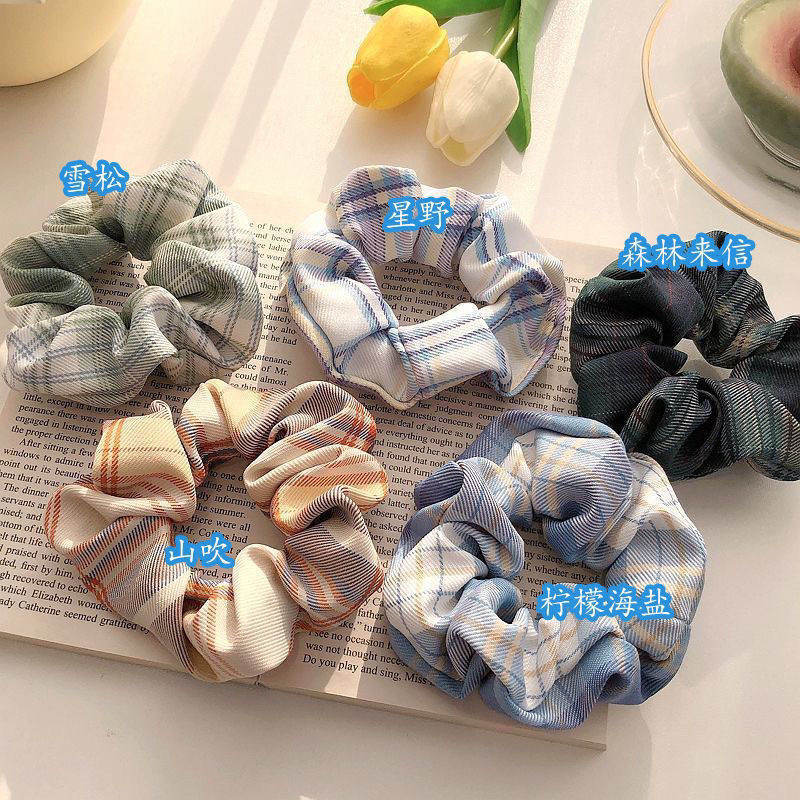 Spring and summer hair band, jk Colon School style uniform, girl's fat intestine hair band, ponytail, rubber band hair accessory, pig intestine head rope detail image 3