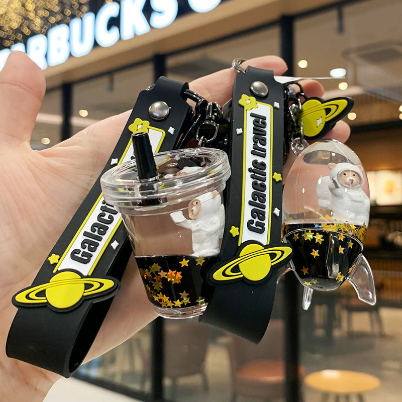 创意宇航员流沙漂流瓶可爱女包包挂件情侣闺女礼物卡通个性钥匙扣详情图2