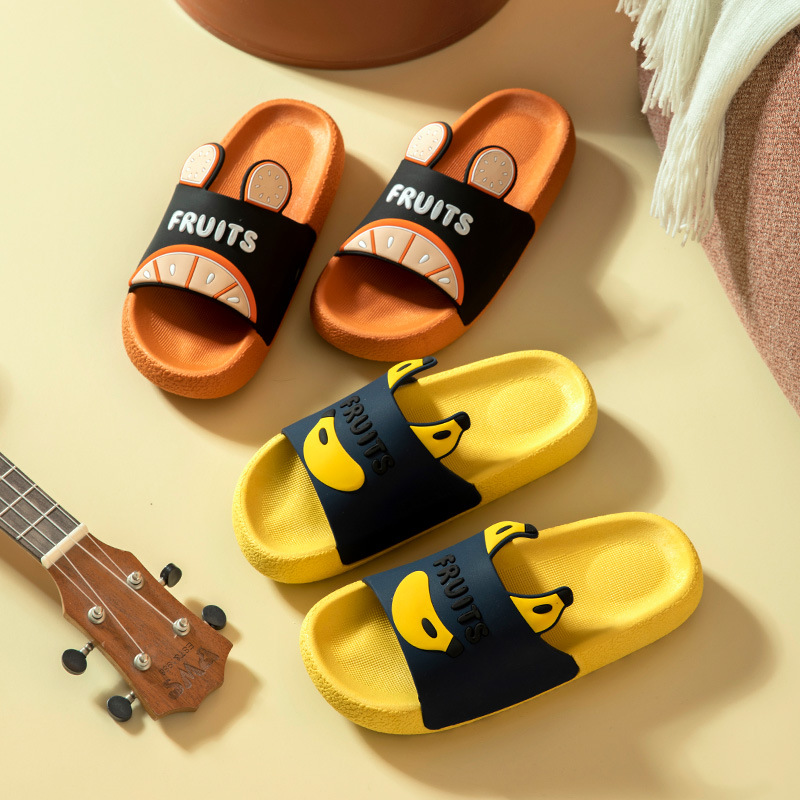 Cartoon fruit flip-flops female summer couples home with non-slip indoor soft bottom wear cute men four seasons