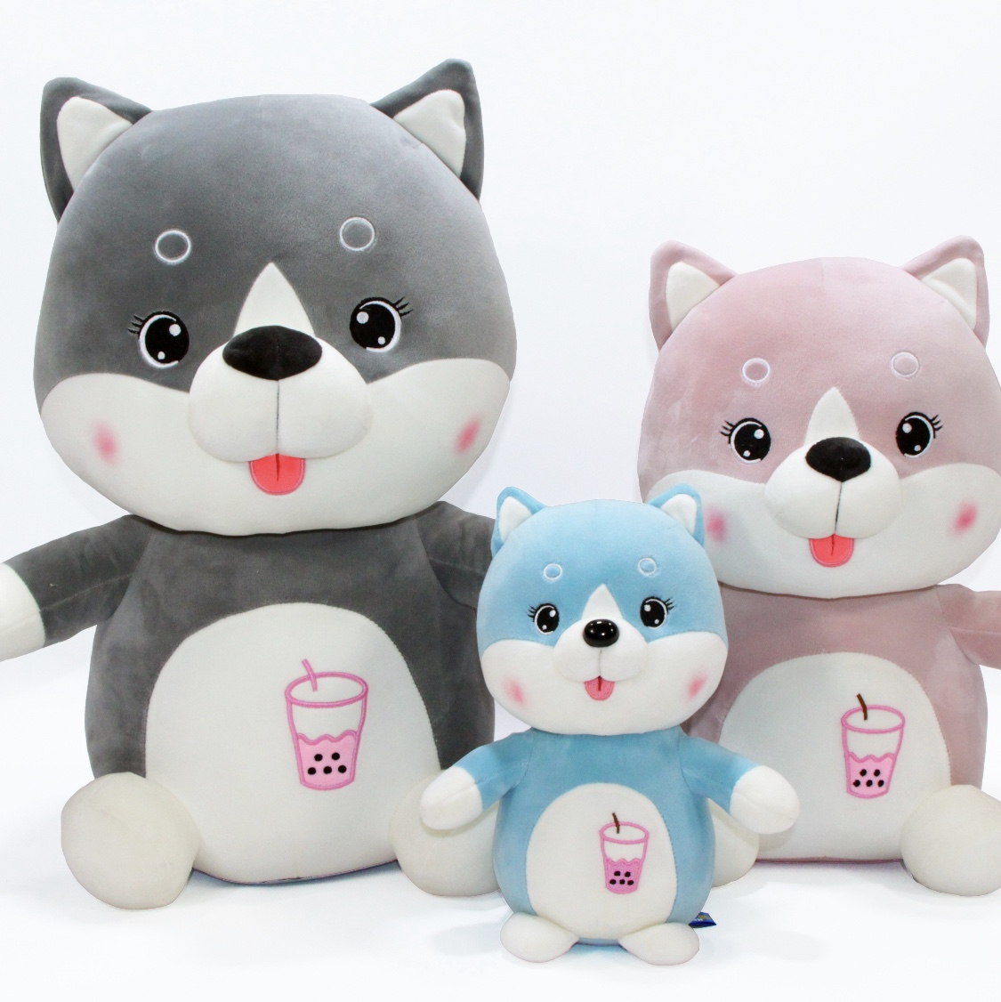 Sitting version of milk tea cup barking dog