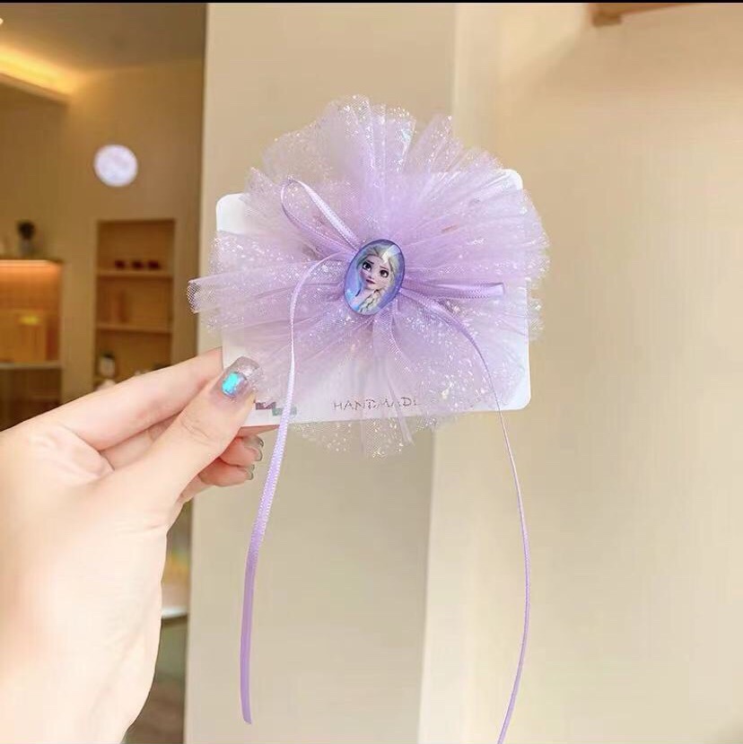 Purple Round Mesh Hairpin Elsa Little Princess Cartoon Fashion Hairpin Little Girl Cute Hair Clip Children's Headwear Hair Card Hairpin Hairpin Headwear Aushoni 029 Offer Direct Supply