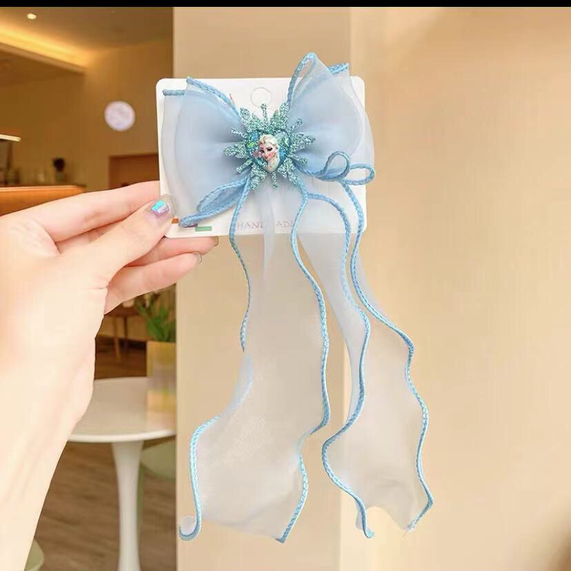 Blue Princess Streamer Press Clip Elsa Little Princess Cartoon Fashion Hair Clip Little Girl Cute Hair Clip Children's Headwear Hair Card Hairpin Hairpin Headwear Aushanie 033 Offer Direct Supply