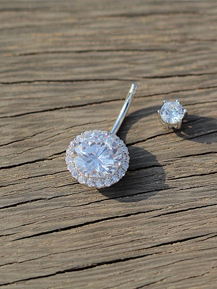 佳倩Bodypiercing肚脐钉脐环防过敏医用钢时尚穿刺饰品欧美性感女神个性女卫星钻锆石细节图