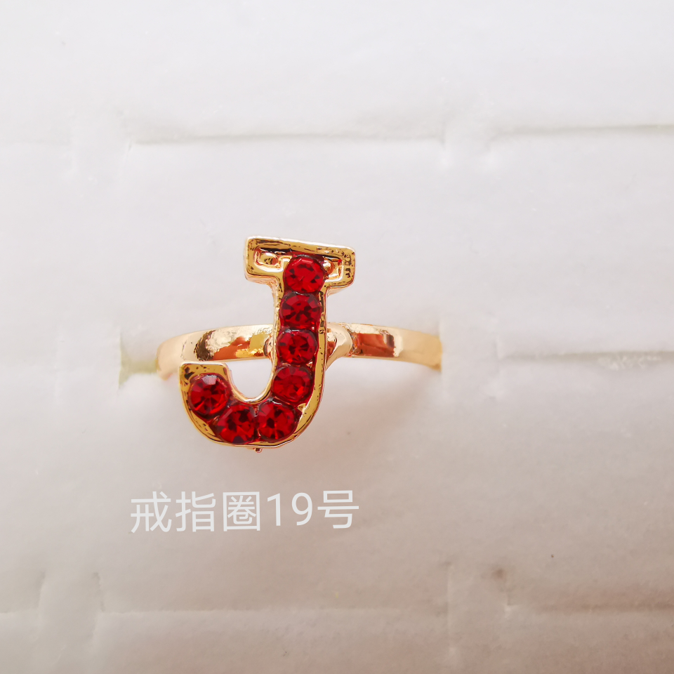 Letter series color diamond alloy ring electroplated imitation gold classic 1816