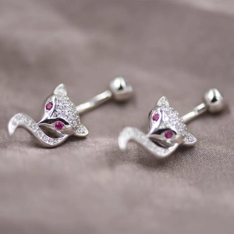 佳倩Bodypiercing肚脐钉脐环防过敏医用钢时尚穿刺饰品欧美性感女神个性女狐狸细节图