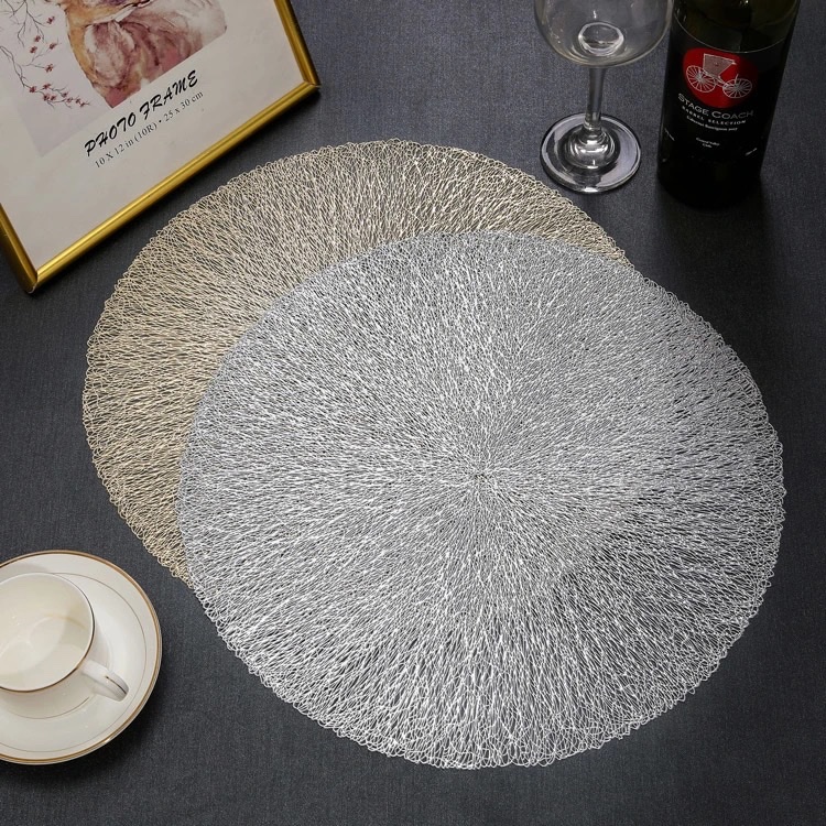 Cicada Wing Random thread heat insulation pad, household European-style placemat, PVC table mat, heat-resistant and heat-insulating Western placemat detail image 2