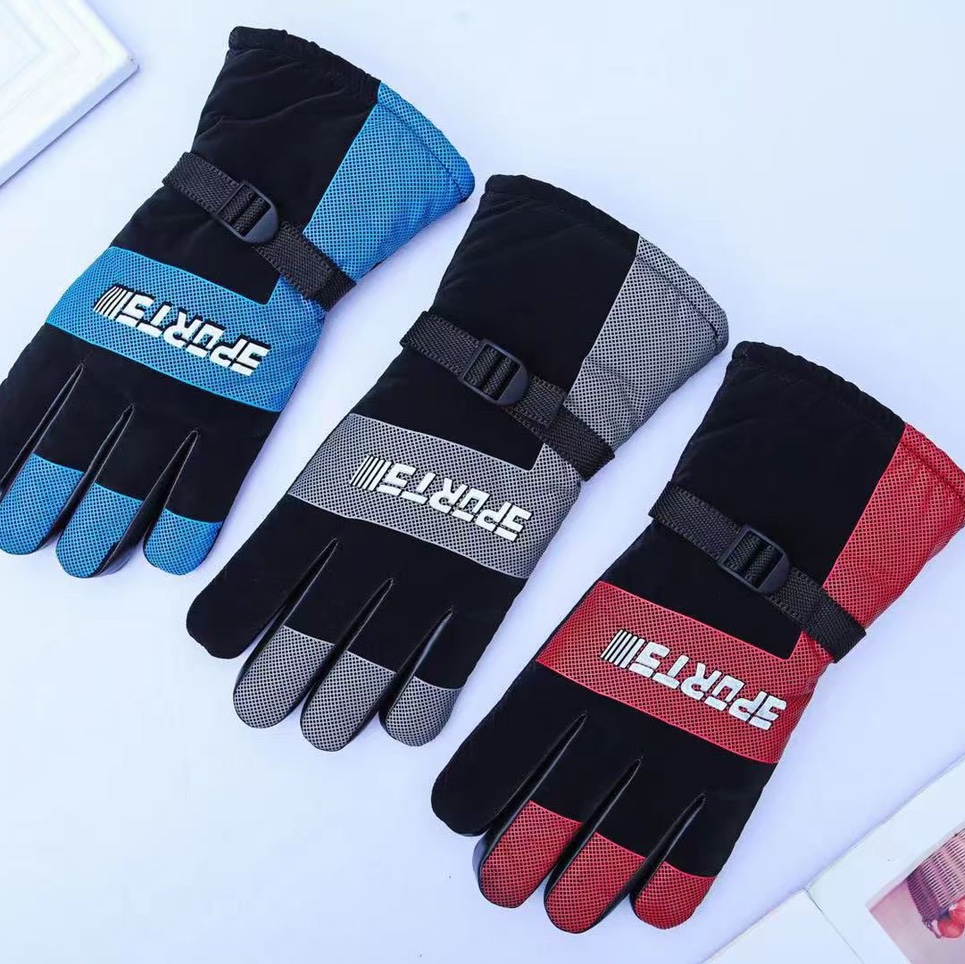 Ski gloves female winter lovely winter weather waterproof man riding electric motorcycle mountaineering thick cashmere cotton warm embroidery plate