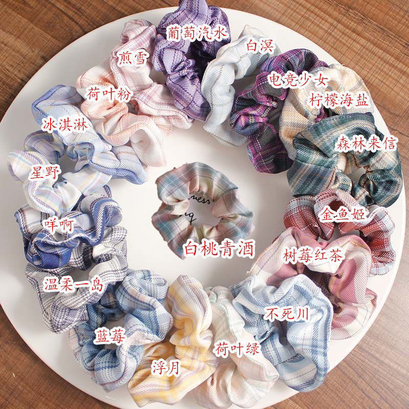 Spring and summer hair band, jk Colon School style uniform, girl's fat intestine hair band, ponytail, rubber band hair accessory, pig intestine head rope detail image 16