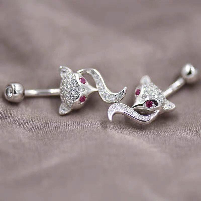 佳倩Bodypiercing肚脐钉脐环防过敏医用钢时尚穿刺饰品欧美性感女神个性女狐狸