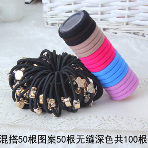 Korean style simple and fresh cartoon black hair tie, hair band, hair tie, rubber band, hair accessory for women Specification image