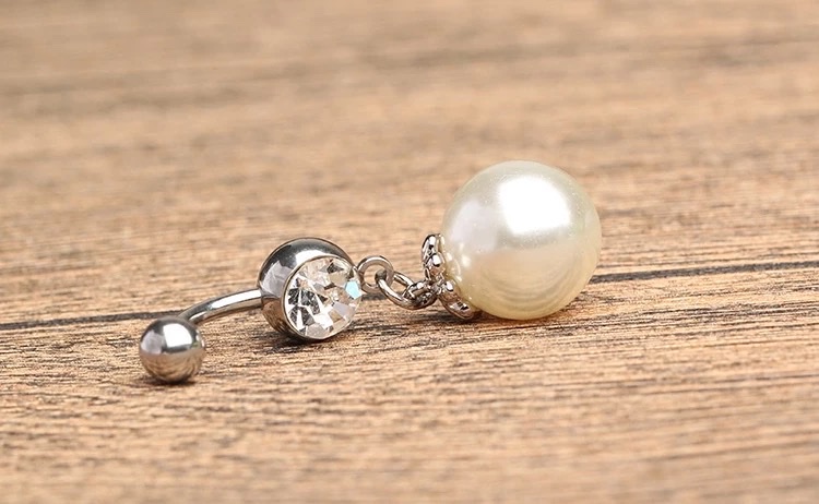 佳倩Bodypiercing肚脐钉脐环防过敏医用钢时尚穿刺饰品欧美性感女神个性女珍珠细节图