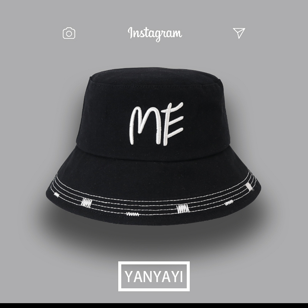Small fresh Korean ME letter embroidered fisherman hat summer casual sunblock hat Female student basin hat tide 53