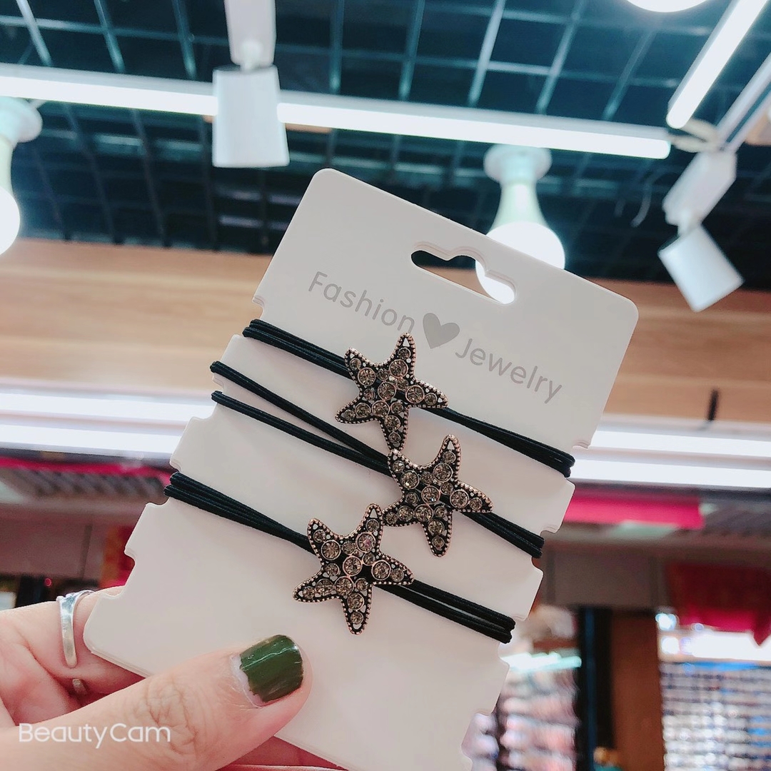 【100 Sets 】 Korean version new leather band bestseller five-pointed star hair band alloy hair tie Headwear