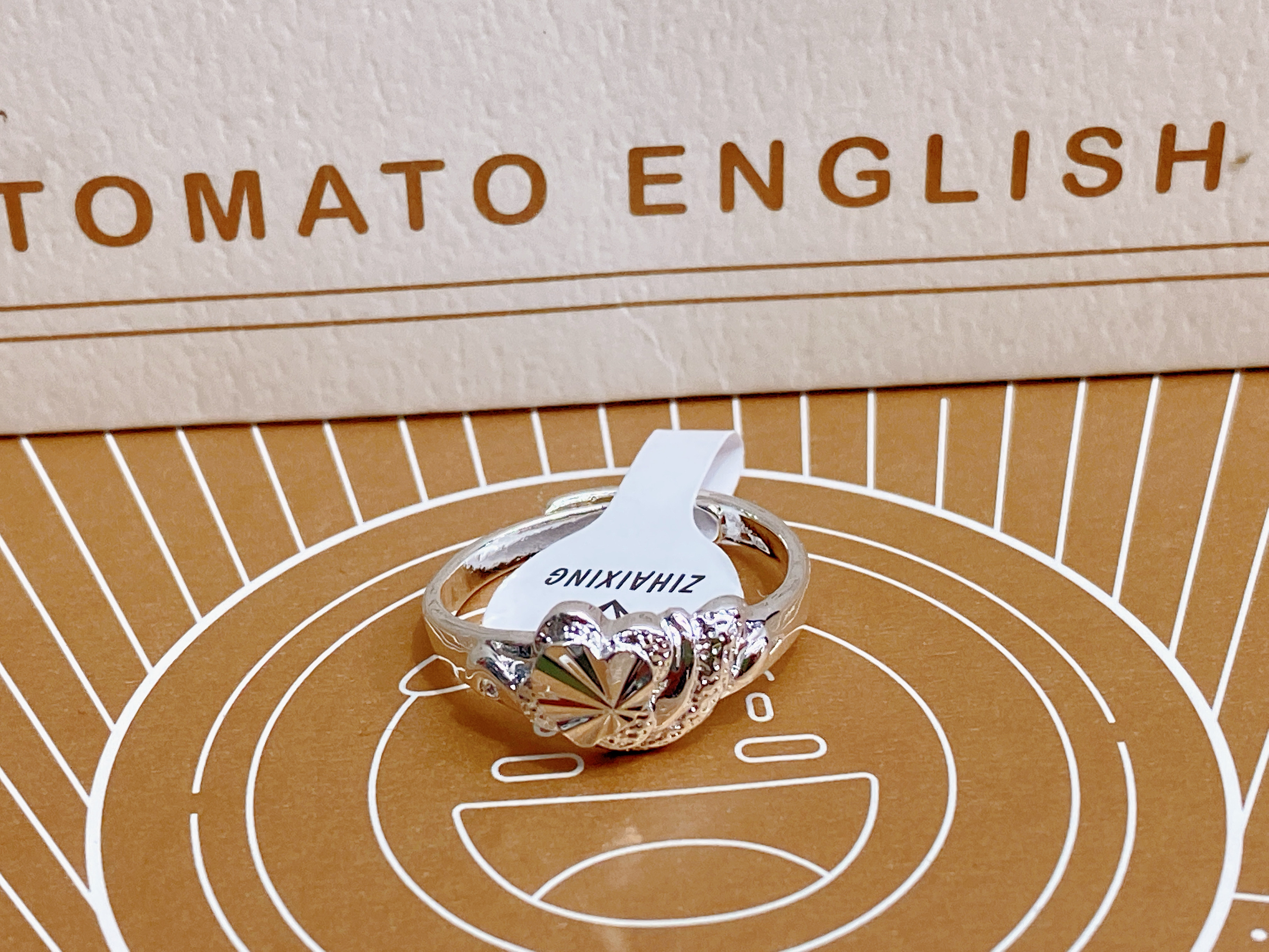 电镀银色底铜材料开口批花流行时尚潮流女士戒指15号产品图