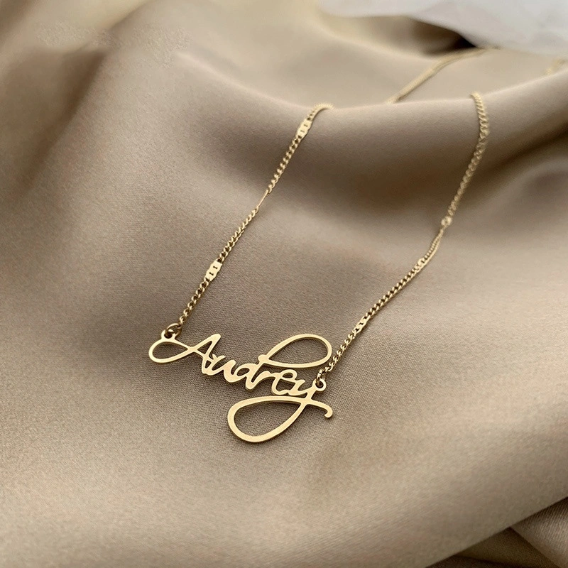 Angel Letter Necklace Female Ins Street Personality Heart Pendant Cold Wind Titanium Steel Clavicle Chain Jewelry